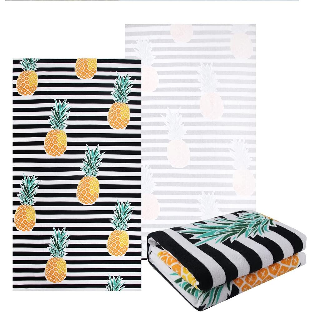 NovForth Oversized Beach Towel 36"x71" Microfiber Striped Sand Free Pool and Swi